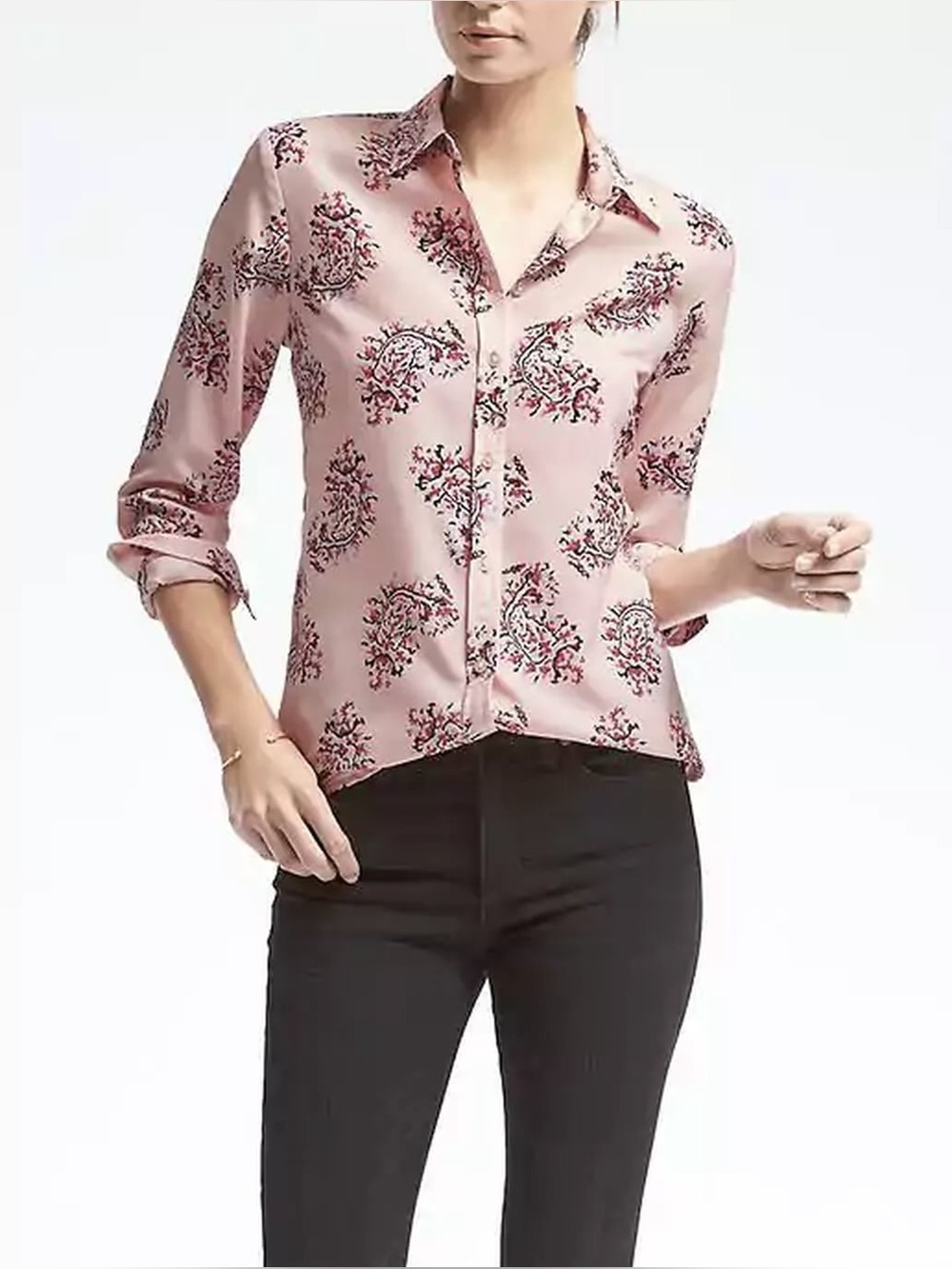 Banana Republic Dillon Shirt Paisley Print in Pink / Coral, XS